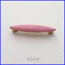 Art Nouveau Krementz 14k Rose Gold Pink Enamel Baby Girl Bar Brooch Pin 1.3gr