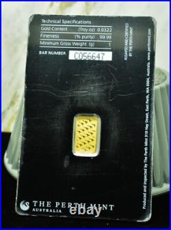 Australia The Perth Mint 1 Gram 99.99% Fine Gold Bar Ingot in Sealed Assay Card Australia The Perth Mint 1 Gram 99.99% Fine Gold Bar Ingot in Sealed Assay Card
