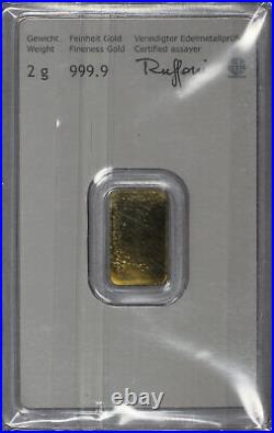 Austria Munze Osterreich 2 g 999.9 Fine Gold Bar Sealed With Assay Card #541526