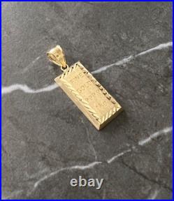 Authentic 10K Yellow Solid Gold Diamond Cut Fine Gold Bar Charm/Pendant