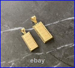 Authentic 10K Yellow Solid Gold Diamond Cut Fine Gold Bar Charm/Pendant