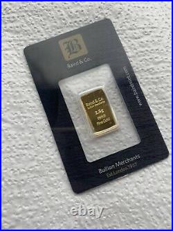 Baird and co 2.5 Gram 24 k Fine Gold Bar 999.9