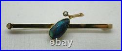 Beautiful Antique 15ct Gold Genuine Black Opal And Seed Pearl Bar Brooch