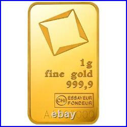 Box of 25 1 gram Gold Bar Valcambi Suisse. 9999 Fine (In Assay)