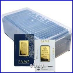 Box of 25 1 oz. 9999 Fine Gold Bar PAMP Suisse Lady Fortuna Veriscan