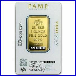 Box of 25 1 oz. 9999 Fine Gold Bar PAMP Suisse Lady Fortuna Veriscan
