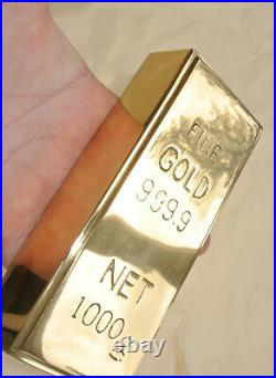 Brass Fake fine GOLD bullion Bar paper weight 6 heavy polished 999.9 Hollow B