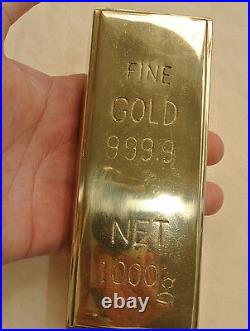 Brass Fake fine GOLD bullion Bar paper weight 6 heavy polished 999.9 Hollow B