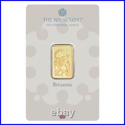 Britannia 5 Gram Royal Mint Gold Bar. 9999 Fine (In Assay)