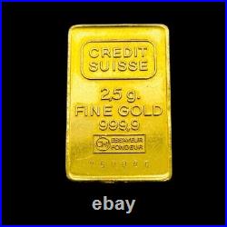 CREDIT SUISSE 2.5g Fine Gold 999.9 BAR Preloved