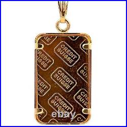 CREDIT SUISSE 5g. Fine Gold Bar And 14K Yellow Gold Pendant