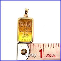 CREDIT SUISSE 5g. Fine Gold Bar And 14K Yellow Gold Pendant