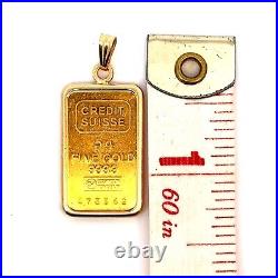 CREDIT SUISSE 5g. Fine Gold Bar And 14K Yellow Gold Pendant