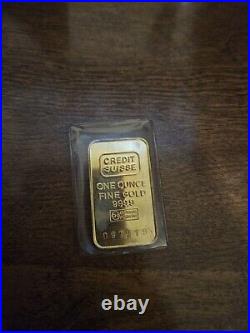 CREDIT SUISSE. 9999 1 OUNCE FINE GOLD BAR VTG, Old Serial Number, Worth a Look