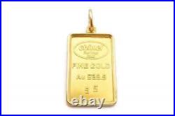 Chimel 5g Fine Gold Bar 999.9 In 14k Bezel Pendant