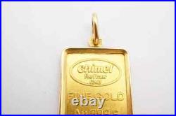 Chimel 5g Fine Gold Bar 999.9 In 14k Bezel Pendant