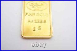 Chimel 5g Fine Gold Bar 999.9 In 14k Bezel Pendant