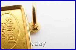 Chimel 5g Fine Gold Bar 999.9 In 14k Bezel Pendant