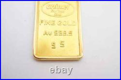 Chimel 5g Fine Gold Bar 999.9 In 14k Bezel Pendant