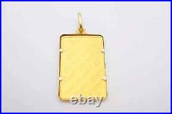 Chimel 5g Fine Gold Bar 999.9 In 14k Bezel Pendant