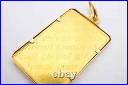 Chimel 5g Fine Gold Bar 999.9 In 14k Bezel Pendant