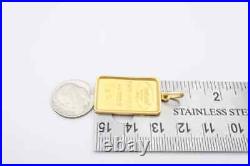 Chimel 5g Fine Gold Bar 999.9 In 14k Bezel Pendant