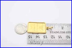 Chimel 5g Fine Gold Bar 999.9 In 14k Bezel Pendant