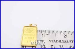 Chimel 5g Fine Gold Bar 999.9 In 14k Bezel Pendant