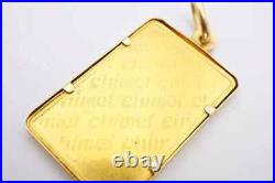 Chimel 5g Fine Gold Bar 999.9 In 14k Bezel Pendant