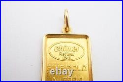 Chimel 5g Fine Gold Bar 999.9 In 18k Bezel Pendant