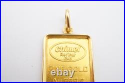 Chimel 5g Fine Gold Bar 999.9 In 18k Bezel Pendant