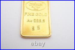 Chimel 5g Fine Gold Bar 999.9 In 18k Bezel Pendant