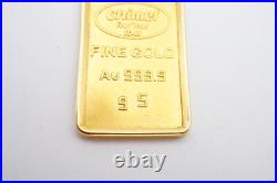 Chimel 5g Fine Gold Bar 999.9 In 18k Bezel Pendant