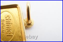 Chimel 5g Fine Gold Bar 999.9 In 18k Bezel Pendant