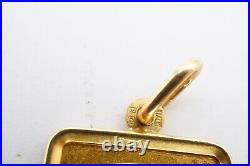 Chimel 5g Fine Gold Bar 999.9 In 18k Bezel Pendant