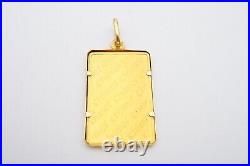 Chimel 5g Fine Gold Bar 999.9 In 18k Bezel Pendant