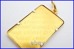 Chimel 5g Fine Gold Bar 999.9 In 18k Bezel Pendant