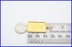 Chimel 5g Fine Gold Bar 999.9 In 18k Bezel Pendant