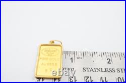 Chimel 5g Fine Gold Bar 999.9 In 18k Bezel Pendant