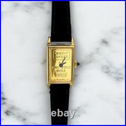 Collectible Vintage Mechanical Wind Credit Suisse 5g Fine Gold Bar Watch