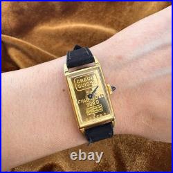 Collectible Vintage Mechanical Wind Credit Suisse 5g Fine Gold Bar Watch