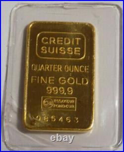 Credit Suisse 1/4 troy oz. 9999 fine gold bar