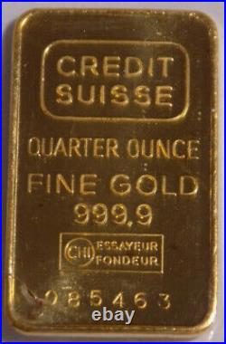 Credit Suisse 1/4 troy oz. 9999 fine gold bar