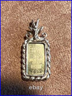 Credit Suisse 1 GRAM 999.9 FINE GOLD BAR 14 KT ROPE BEZEL PENDANT With Diamond