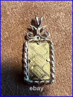 Credit Suisse 1 GRAM 999.9 FINE GOLD BAR 14 KT ROPE BEZEL PENDANT With Diamond