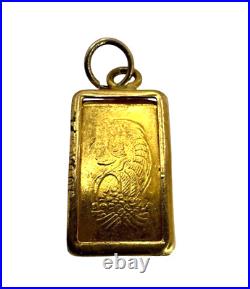 Credit Suisse 1 Gram Fine Gold Lady Fortuna Bar in 14K Bezel Pendant