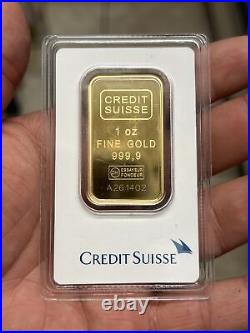 Credit Suisse 1 oz Fine Gold Bar. 999 Assay