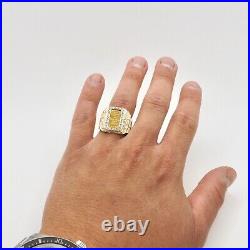 Credit Suisse 1g Fine Gold Bar Diamond Halo 14k Mens Ring sz10