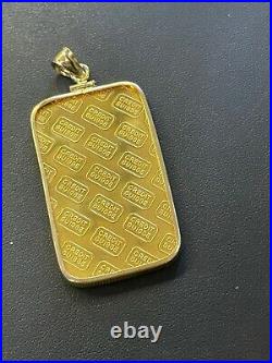Credit Suisse 1ozt. 9999 Fine Gold Bar in 14kt Yellow Gold Bezel, 4mm Bale