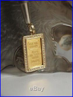 Credit Suisse 2.5g Fine Gold 999.9 Bar Set In 750 Gold Pendant With Diamond
